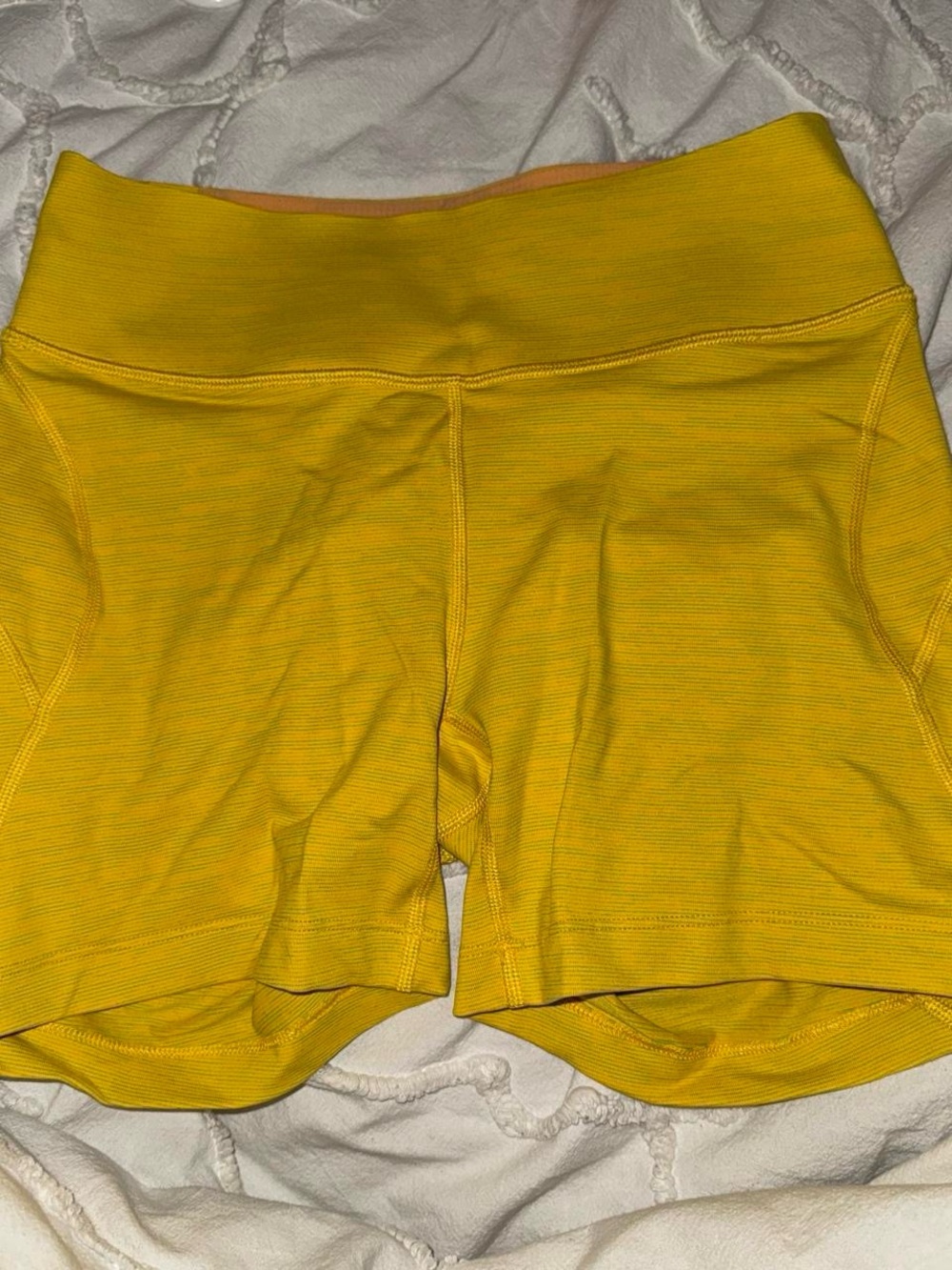 Outdoor Voices Bright Yellow High-Waist Athletic Shorts